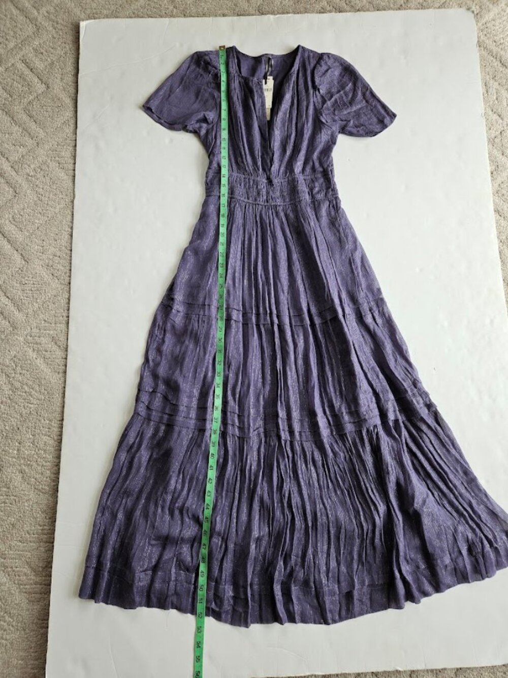 NWT Anthropologie The Somerset Maxi Dress Lurex Edition Purple Metallic XS - Picture 14 of 14
